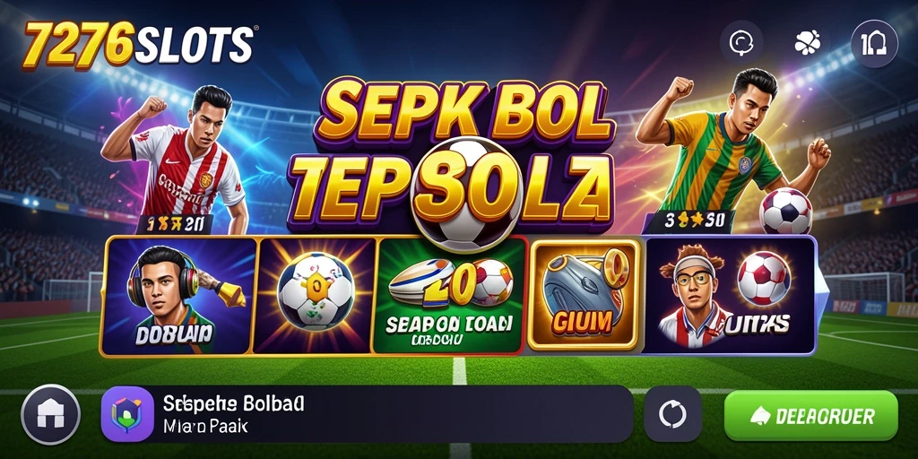 Tampilan menarik gameplay 7276SLOTS dengan tema sepak bola.