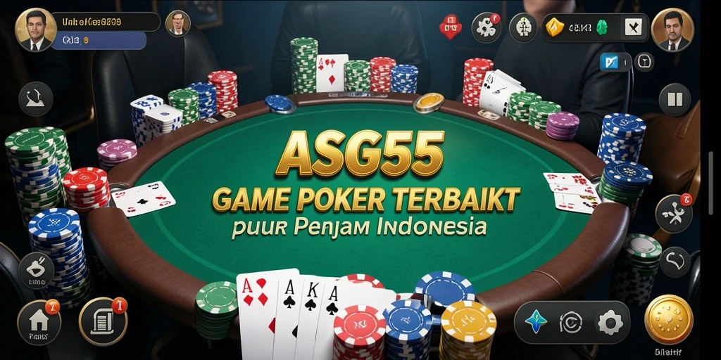 Tampilan gameplay ASG55 dengan suasana poker yang menggugah semangat.