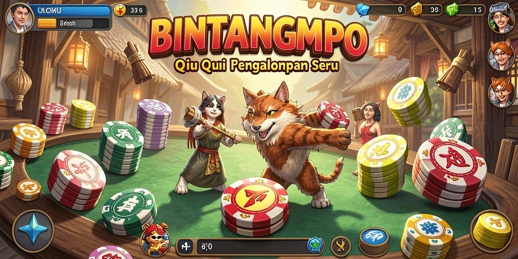 Screenshot gameplay BINTANGMPO yang menampilkan suasana permainan QiuQiu.