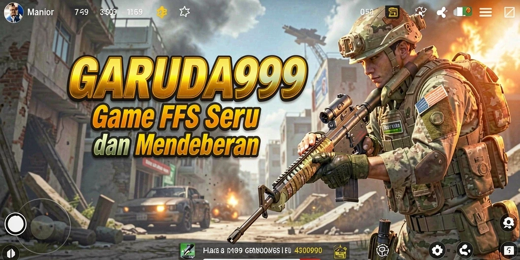 Screenshot gameplay GARUDA999 menampilkan pertempuran FPS yang intens.