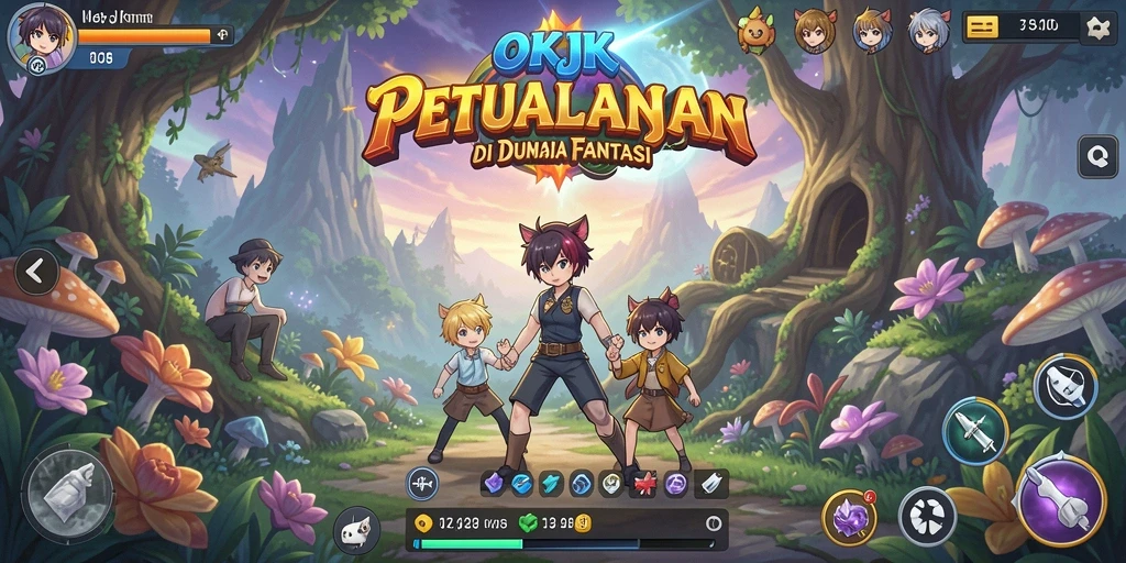 Screenshot gameplay OKJK menampilkan pertarungan anime yang epik.