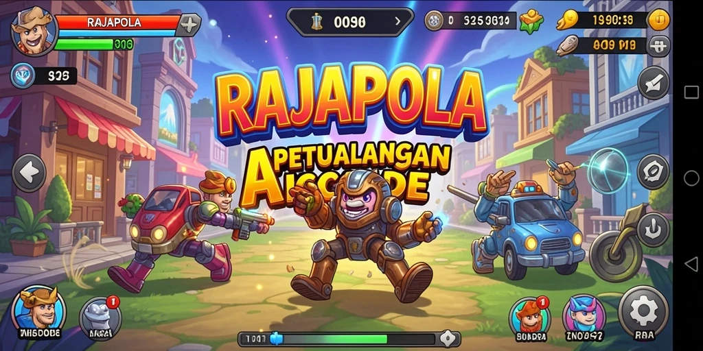 Screenshot utama RAJAPOLA menampilkan aksi seru dalam gameplay Arcade.