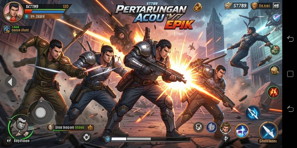 Screenshot ST789 memperlihatkan pertarungan seru dengan efek visual yang menarik.
